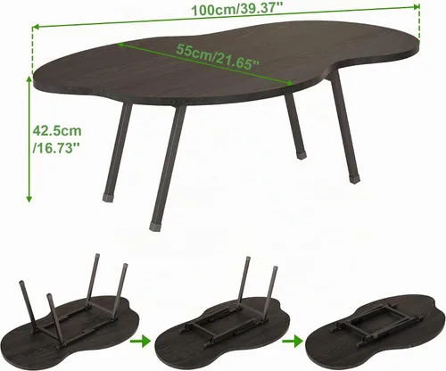 Vista 3 de Mesa de centro plegable, mesa de centro moderna de mediados de siglo, mesa de sala de estar, mesa central irregular en forma de nube, mesa plegable