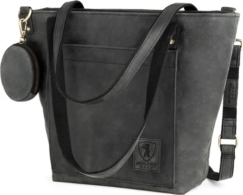 Vista 10 de BERLINER BAGS Bolso tote vintage de cuero genuino Verona, bolso de mano, comprador grande, bolsa de trabajo para mujer