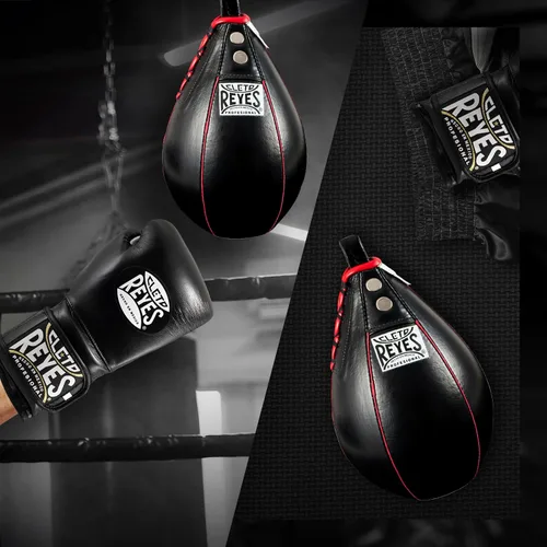 Vista 4 de CLETO REYES Plataforma de cuero de perforación bolsa de velocidad para boxeo, MMA, Muay Thai, equipo de entrenamiento Negro