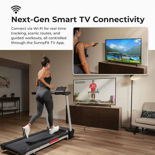 Vista 2 de Sunny Health & Fitness Exercise Treadmills Double Deck Sizes and Incline Features with Bluetooth & SunnyFit App