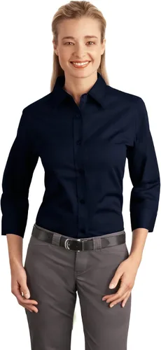 Vista 2 de Port Authority Camisa de fácil cuidado con manga 3/4 para mujer