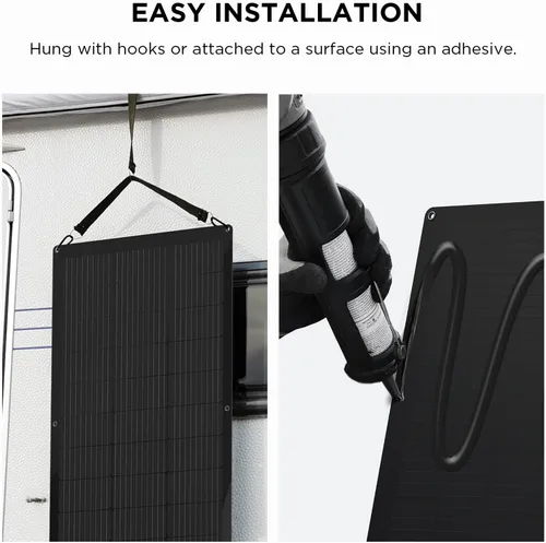 Vista 4 de EF ECOFLOW Panel solar flexible de 100 W con módulos solares de alta eficiencia, impermeabilización IP68, para kits de paneles solares fuera