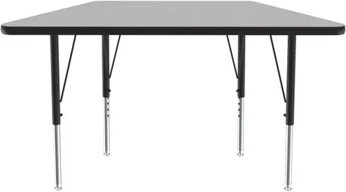 Vista 3 de Correll - Mesa de actividades con forma trapezoidal de 24 x 48 pulgadas, altura ajustable, laminado duradero de alta presión de granito gris Gris