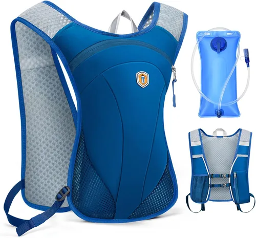 Vista 13 de Mochila de Hidratación con Bolsa de Agua de 2 L, Chaleco Ligero y Transpirable para Correr para Hombre, Paquete de Agua Ajustable con Correas