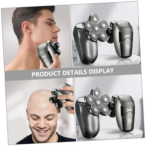 Vista 3 de Beaupretty Afeitadora eléctrica recargable para hombre, 6 cabezales para recortadora de pelo, afeitadora de barba