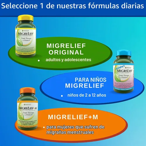 Vista 6 de Migrelief, Fórmula original, Terapia triple con puracol, 60 cápsulas, AKESO698423, paquete de de 1, 1, 1