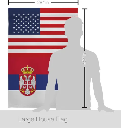 Vista 2 de World Cup Serbia - Bandera de la amistad de Estados Unidos, paquete de pancartas estadounidenses para patio, césped, jardín, decoración patriótica