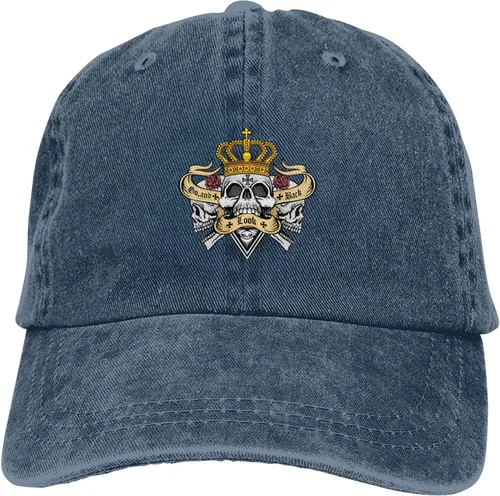 Vista 9 de Cowboy Hat Trendy Hats for Man and Women Djustable Four Season Outdoor Baseball Cap of Hell Skull with Angel Navy Blue