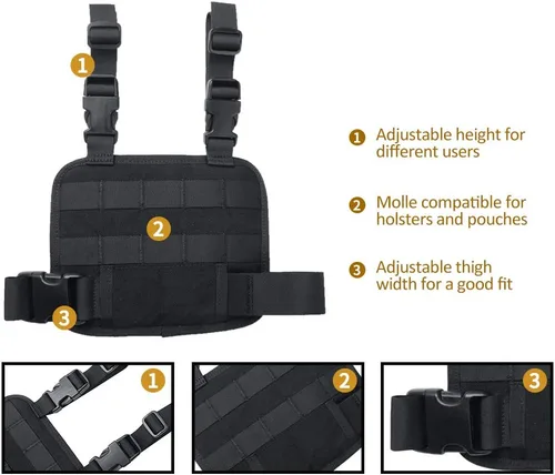 Vista 5 de EXCELLENT ELITE SPANKER Plataforma Táctica de Pierna Desplegable MOLLE Panel Ajustable de Pierna Desplegable para Funda de Pistola