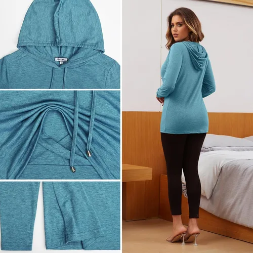 Vista 167 de GINKANA Sudadera con capucha para mujer, manga larga, lactancia materna, ropa casual