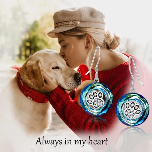 Vista 9 de POPKIMI Bonitos aretes colgantes de animales, joyería de animales, regalos de cumpleaños y Navidad para mujeres, aretes de ópalo de cristal de plata