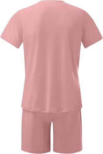 Vista 3 de Sinzelimin Conjunto deportivo casual para hombre, de dos piezas, con cuello redondo, manga corta, camisas, pantalones cortos, pantalones deportivos