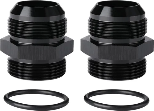 Vista 9 de 4AN macho a 4AN ORB con junta tórica Boss adaptador de riel de bomba de combustible de aluminio negro