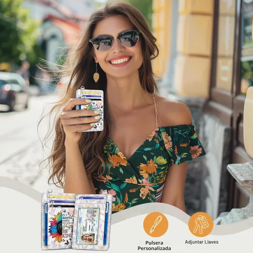 Vista 2 de Yonlevres Cartera delgada para tarjetas de crédito, cartera RFID para mujer, bolsillo frontal, soporte para tarjetas pequeñas, estuche para tarjetas