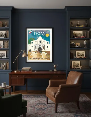 Vista 4 de Texas - Cowboys at The Alamo - Lone Star Flag - Eastern Air Lines - Vintage Travel Poster by Joseph Charles Parker c.1960s - Master Art Print