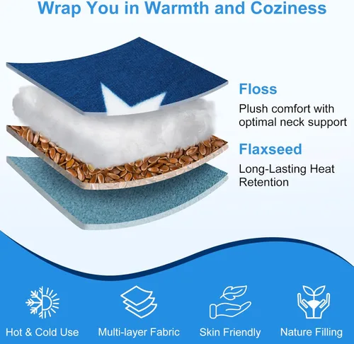 Vista 3 de Atsuwell Calentador de cuello para microondas, almohada térmica para el cuello para microondas con algodón y linaza, almohadilla térmica