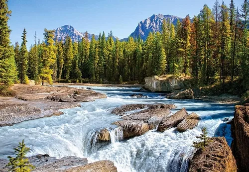 Vista 2 de Castorland Rompecabezas de 1500 piezas, río Athabasca, Parque Nacional Jasper, Canadá, montañas y río, rompecabezas para adultos, C-150762-2