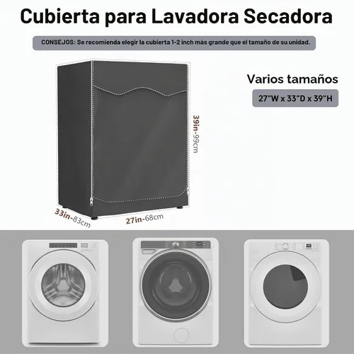 Vista 2 de MBOOM Funda para Lavadora y Secadora Impermeable para Exteriores, 600D Oxford de Servicio Pesado a Prueba de Polvo Carga Frontal Cubierta para Gris