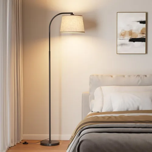Vista 7 de Lámparas de pie para sala de estar, lámpara de pie de arco de 64" con 6000K y regulable sin escalones, pantalla giratoria 350°H/180°V y control Negro