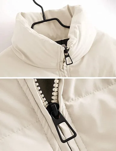Vista 4 de Chaqueta de invierno para niñas, de manga larga, con cremallera completa, de gran tamaño, holgada, con burbujas