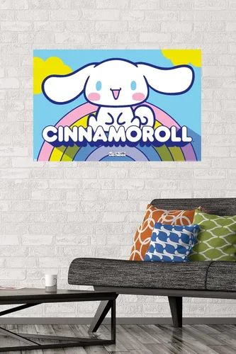 Vista 2 de Hello Kitty and Friends: 22 Over The Rainbow - Póster de pared de Cinnamoroll, 34 pulgadas de largo x 22.4 pulgadas de ancho, versión sin marco