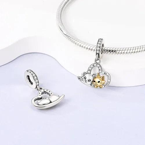 Vista 3 de MULA Dijes de plata de ley 925 para pulseras y collares, colgantes colgantes de joyería para mujer
