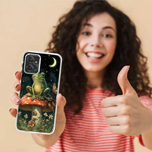 Vista 6 de Funda transparente para Motorola Moto G Power 5G 2023 con patrón de rana de hongos para mujeres y hombres de doble capa híbrida de TPU suave TPU