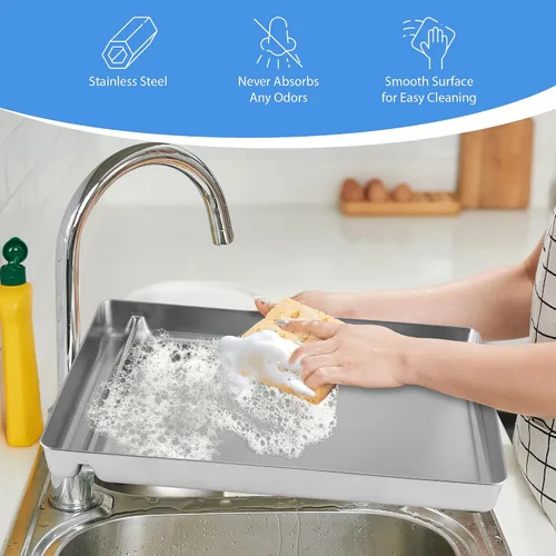 Vista 6 de Bandeja de arena reutilizable de acero inoxidable compatible con cajas de arena autolimpiantes para gatos sin cuchara Petsafe – Nunca absorbe