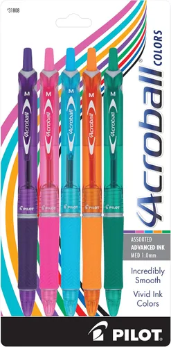 Vista 8 de Bolígrafo retráctil Acroball de tinta híbrida y punta media, de Pilot, Negro 2