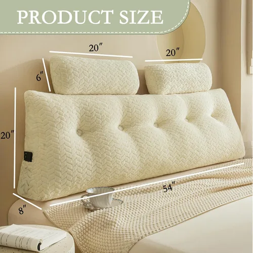 Vista 6 de Almohada de cuña para cabecero YOUR MOON con paquete de 2 almohadas de cuello enrollables, almohada de respaldo triangular para cabecero para cama