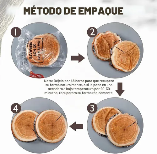 Vista 2 de 2 cojines redondos decorativos de madera para suelo, emulación