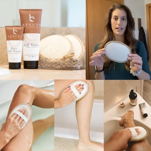 Vista 3 de Esponja exfoliante corporal de lufa - Paquete de 2 esponjas naturales de lufa