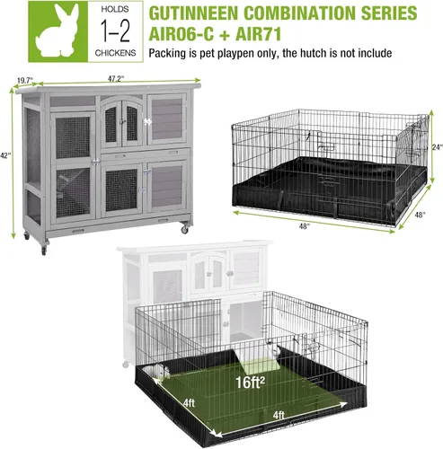 Vista 2 de GUTINNEEN Jaula para Mascotas de Conejo Correr Extensión Interior Pequeño Corral para Animales (Solo Corral)