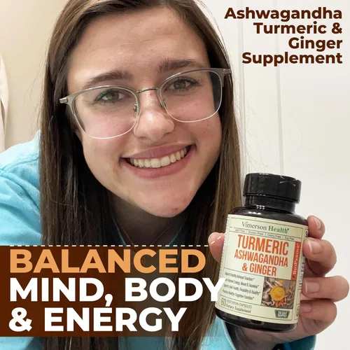 Vista 7 de Ashwagandha Suplemento orgánico de curcumina de cúrcuma con raíz de jengibre y pimienta negra – Salud de las articulaciones, energía y apoyo