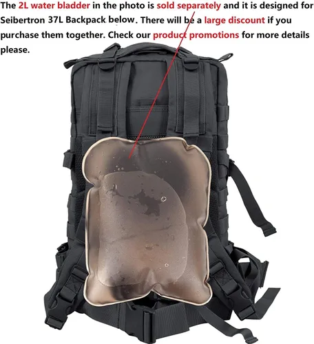 Vista 2 de Seibertron mochila para motociclista o para uso en deportes de exteriores, Negro 37L negro