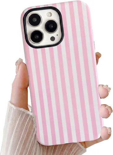 Vista 24 de Compatible con iPhone SE /8/7, diseño de patrón estético a rayas, resistente a los arañazos, funda protectora híbrida de 2 capas a prueba de golpes