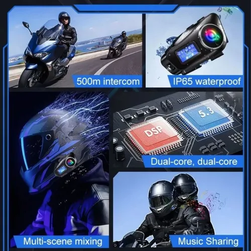 Vista 2 de Audífono Intercomunicador Casco Moto Bluetooth Impermeable Q58-MAX.