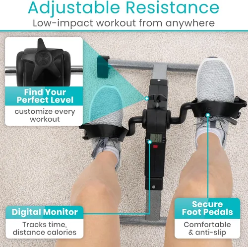 Vista 7 de Vive Folding Pedal Exerciser - Under Desk Exercise Bike for Seniors, Elderly - Sit Down Stationary Peddler Equipment for Arm, Leg, Hand, Foot - Mini
