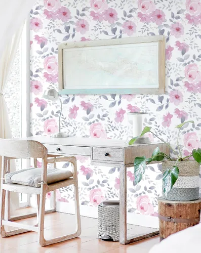 Vista 7 de Cohoo Home Papel de contacto floral para despegar y pegar, papel de contacto rosa floral para gabinete, autoadhesivo, extraíble, papel tapiz