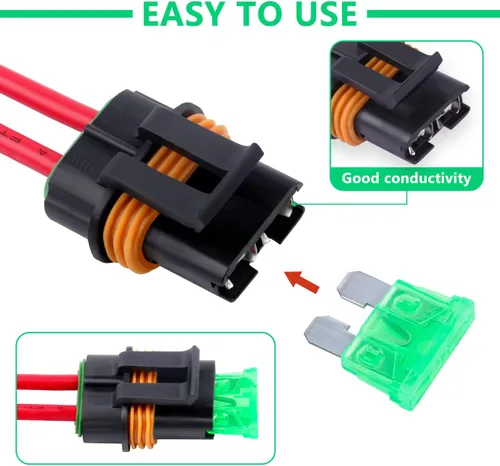 Vista 4 de Newdeli Portafusibles en línea impermeables 12V con cubierta Paquete de 6 - Portafusibles en línea para fusible de cuchilla ATO/ATC