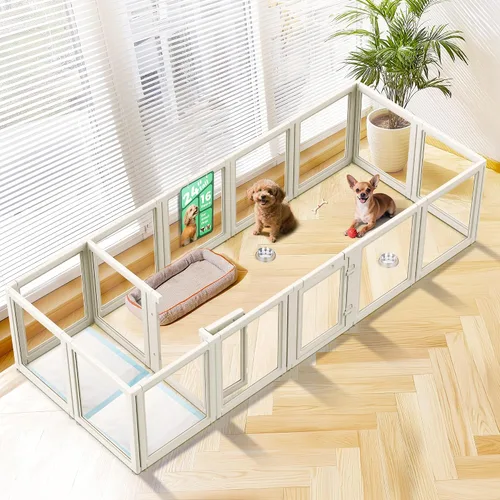 Vista 26 de FXW AuraSpace - Cerca acrílica para perros pequeños, para interiores, 24 pulgadas, 2 paneles, incluye 1 puerta y 1 panel, color negro
