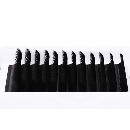 Vista 5 de Extensiones de Pestañas Rizo B Fácil Florecimiento Extensión de Pestañas Negro Mate Extensiones de Pestañas de Volumen Rápido Florecimiento Pestañas