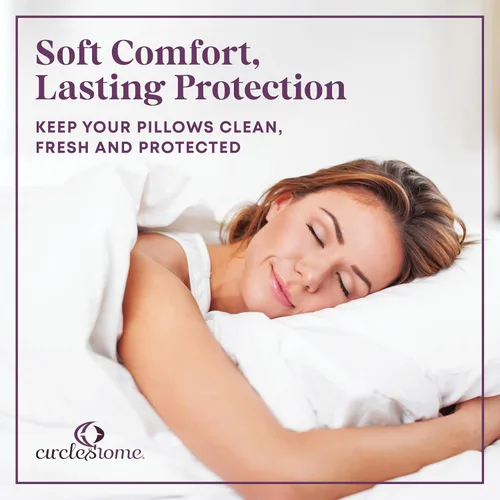 Vista 7 de CirclesHome Juego de 4 protectores de almohada estándar con cremallera, fundas de almohada transpirables 100% algodón, protegen las almohadas