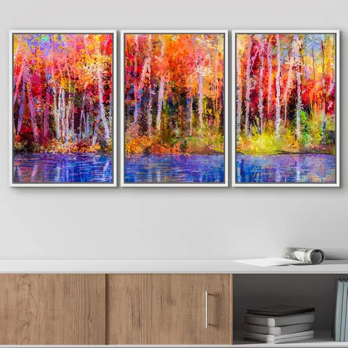Vista 39 de wall26 Lienzo enmarcado para pared, juego de arte de acuarela pastel, paisaje rural, ilustraciones con formas abstractas, arte moderno, decorativo