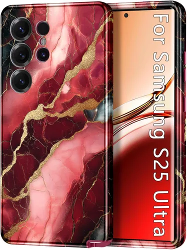 Vista 84 de Btscase para Samsung Galaxy S25, [Probado contra caídas de grado militar] Funda protectora de diseño de patrón de mármol, resistente, delgada
