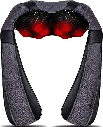 Vista 11 de Masajeador Shiatsu de Cuello y Hombros con Calor – Almohada de Masaje de Amasamiento de Tejido Profundo Eléctrico para Alivio del Dolor y Relajación