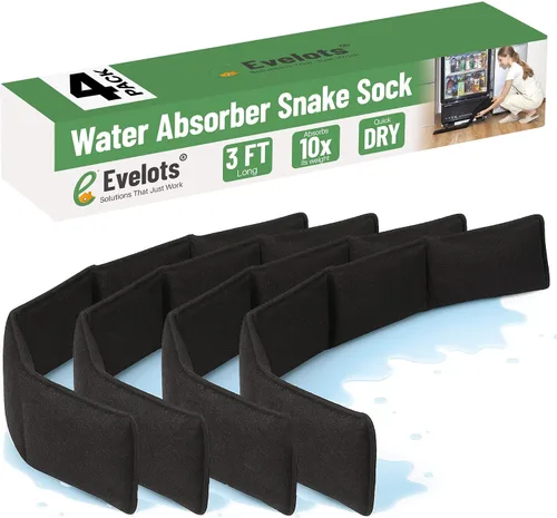 Vista 12 de Evelots Calcetín de serpiente absorbente de agua, barrera de agua reutilizable, absorbe 10 veces su peso, ideal para fugas y derrames de puertas