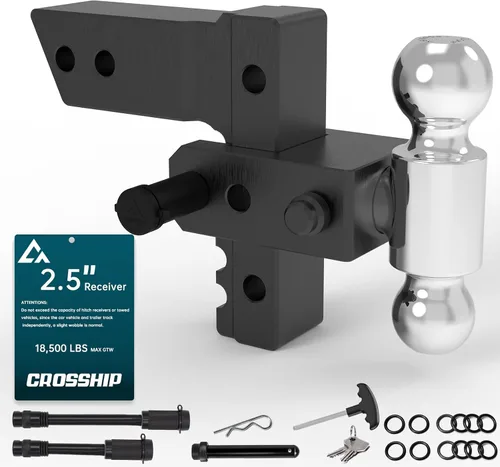 Vista 17 de Enganche de remolque ajustable – Enganche de barra de tracción de caída de aluminio resistente – Se adapta a receptor de 2 pulgadas, caída/elevación