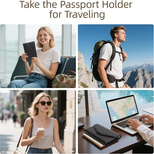 Vista 68 de Zoppen - Billetera de viaje con bloqueo RFID multiusos (Ver.4) Portatarjetas de pasaporte y vacunas, organizador de documentos de tres pliegues