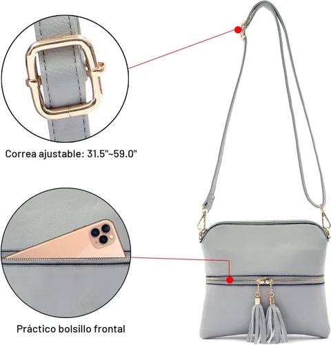 Vista 6 de Qiyuer - Juego de bolsos y carteras para mujer: bolso grande tipo bandolera, bolso tipo hobo y cartera, 3 piezas A01-3pcs/Set Gris